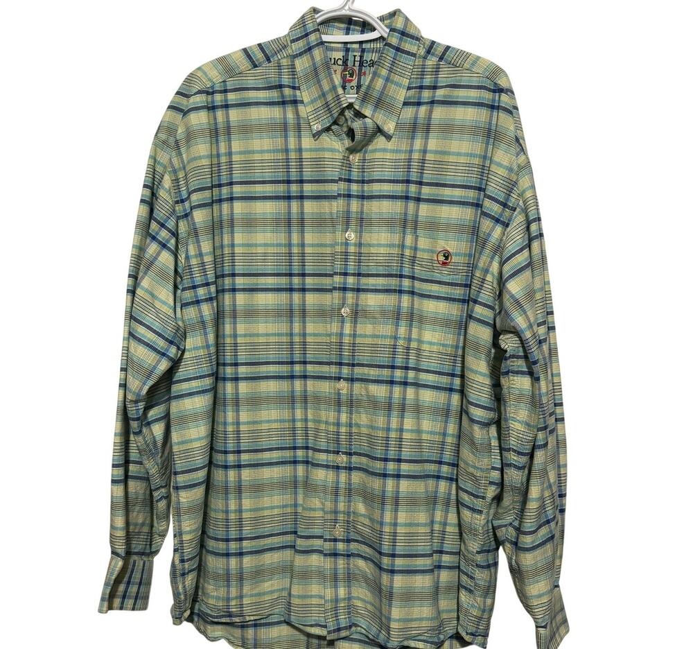 Duck Head Classic Oxford Men's‎ Heavy Blue Yellow Long Sleeve Button Shirt XXL